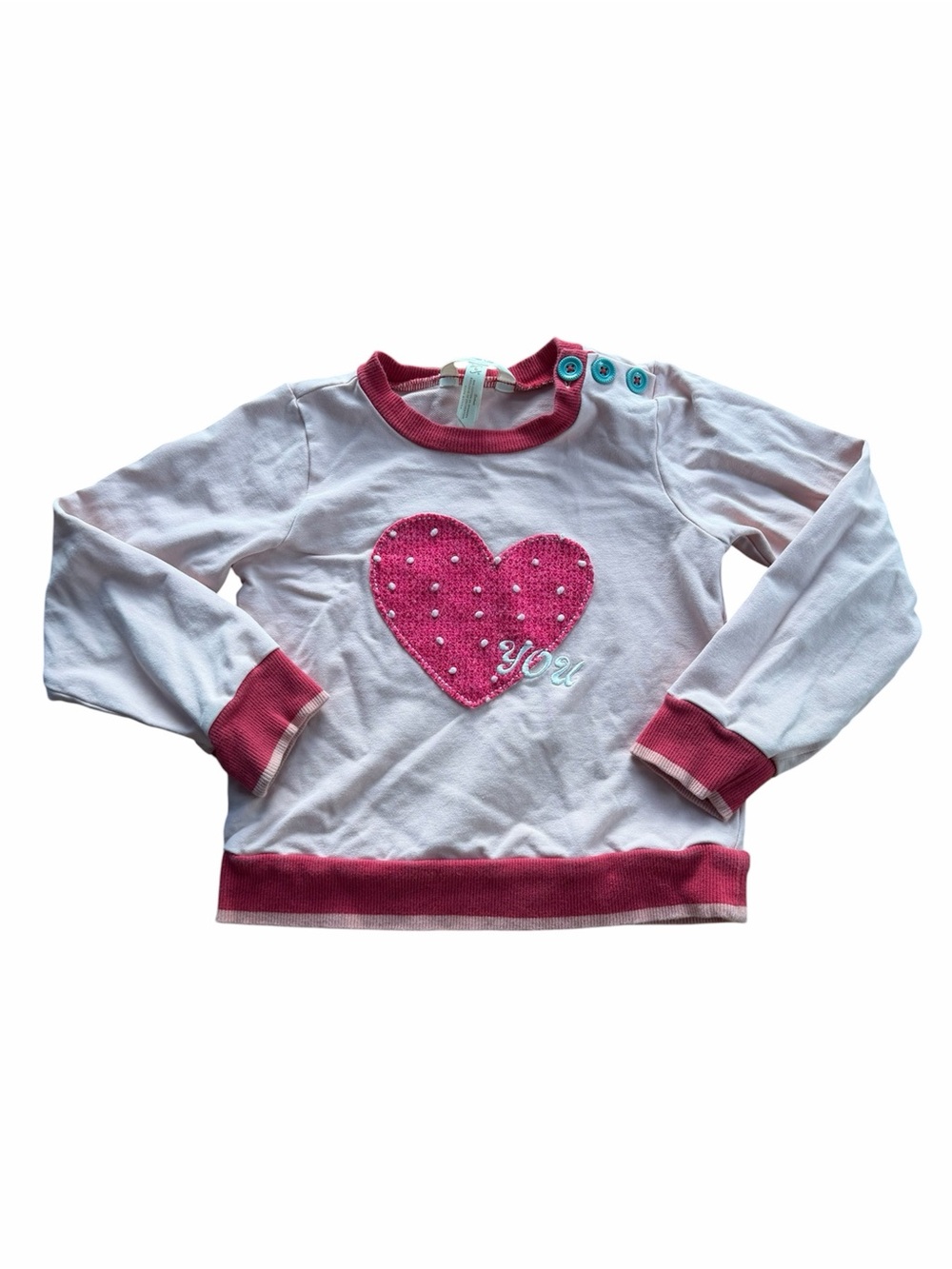 Matilda Jane Girls Size 6 Pink Heart Sweatshirt Pullover Long Sleeve Top